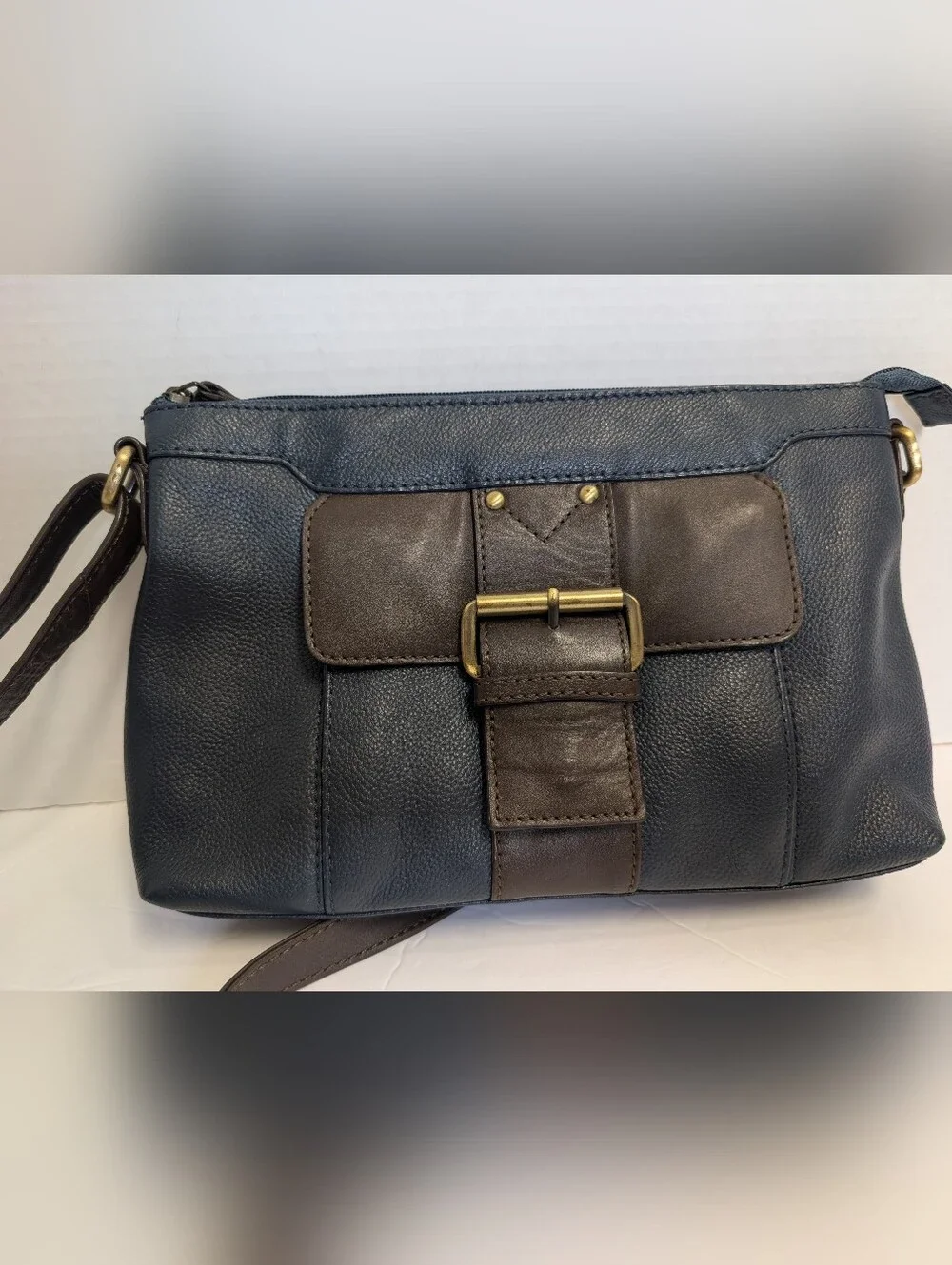 Naturalizer Kaolan Genuine Leather Medium Crossbody Bag Navy Brown